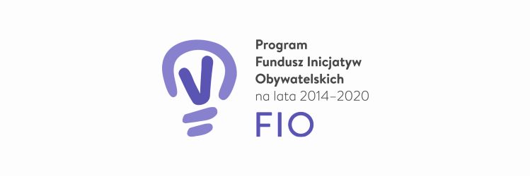 Biało-fioletowa grafika z napisem: Fundusz Inicjatyw Obywatelskich na lata 2014-20. Program.