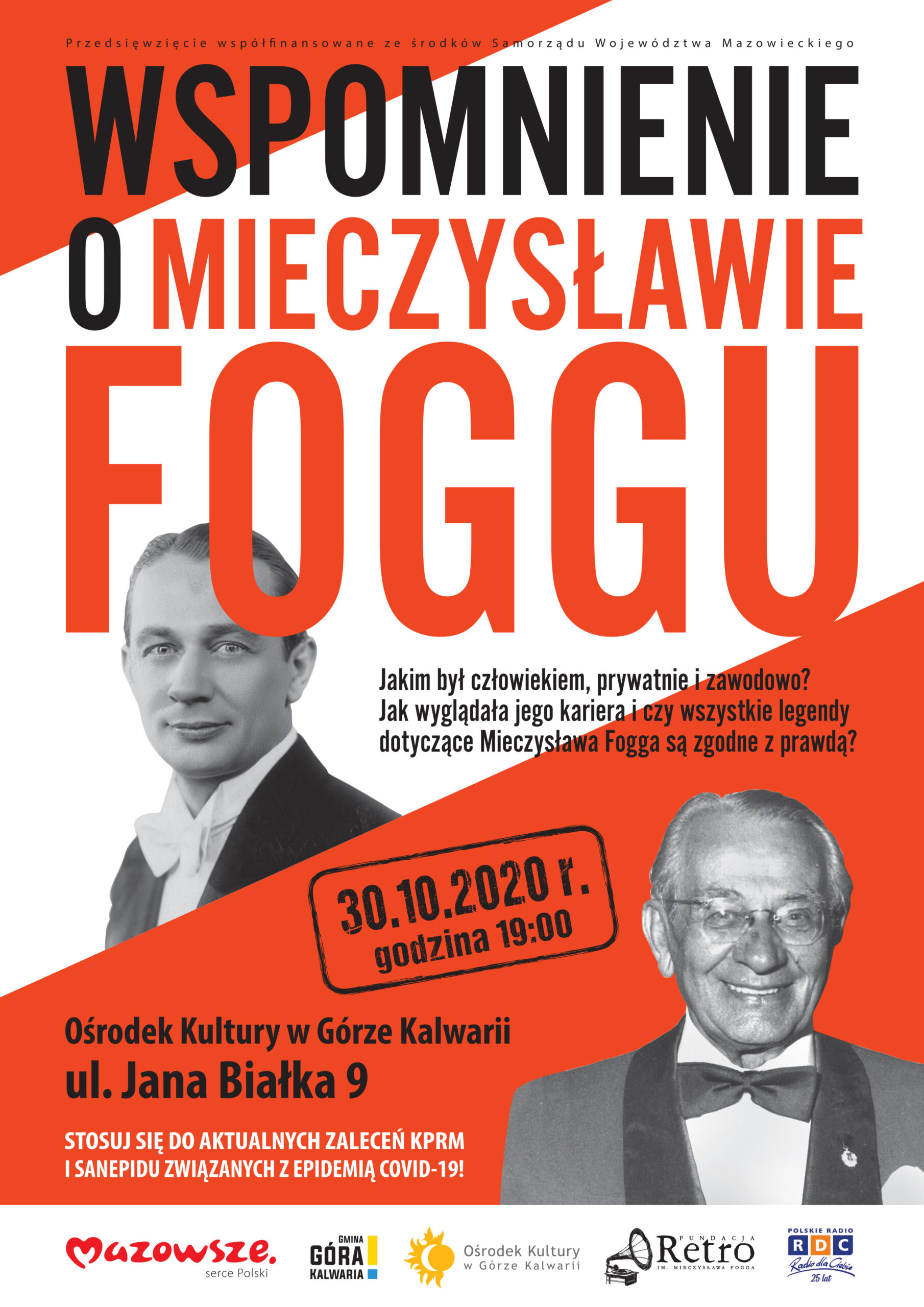 Biało pomarańczowy plakat spotkania