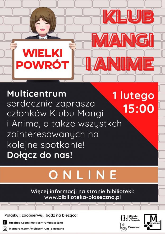 Plakat: Spotkanie Klubu Mangi