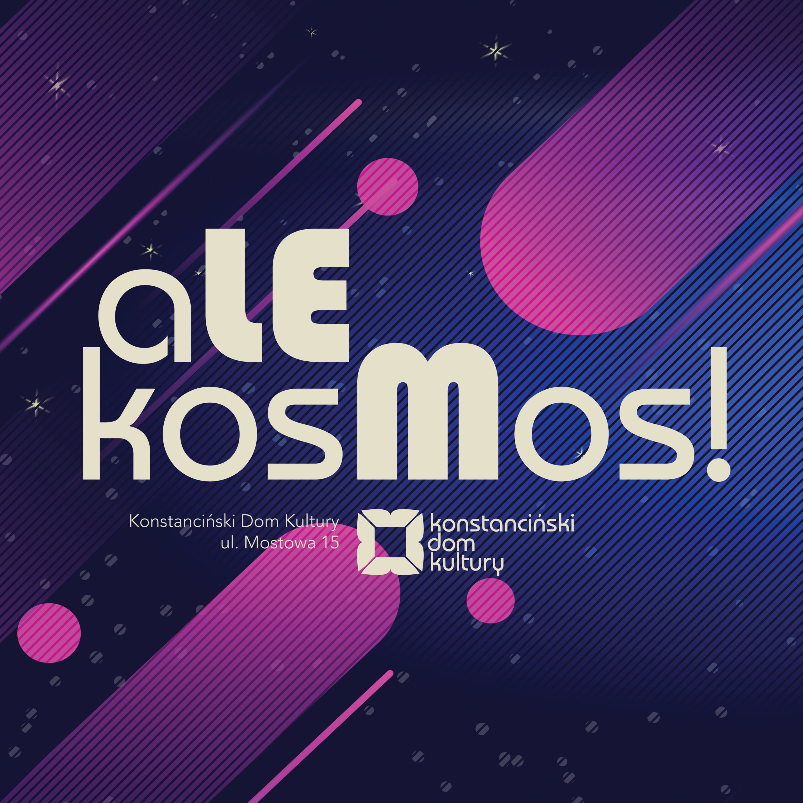 ALE_KOSMOS_napis na niebieskim tle