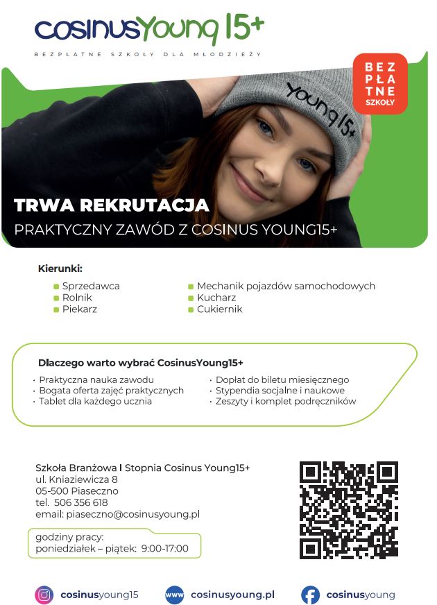 cosinus plus - plakat młoda dziewczyna, zawody