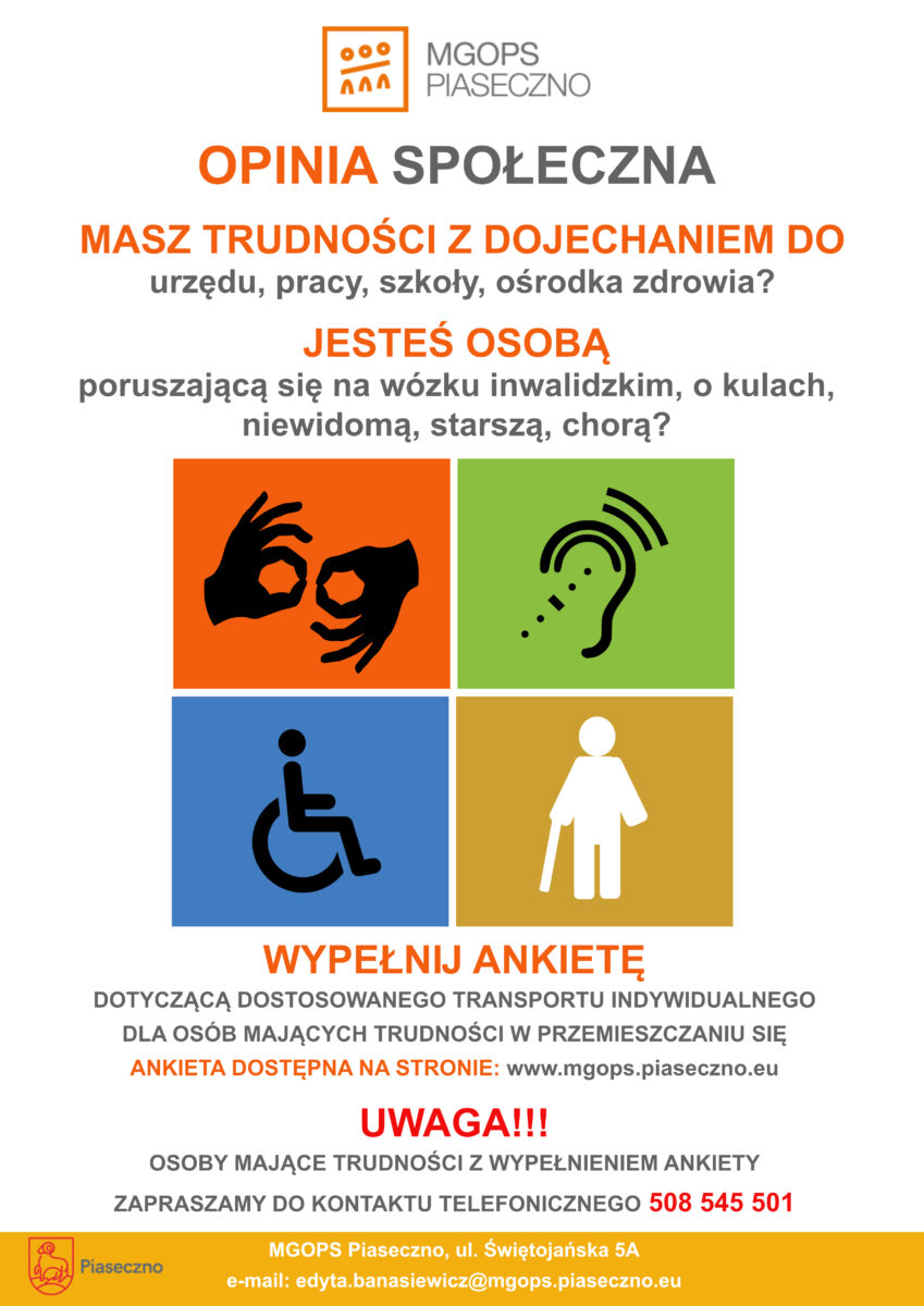 Na plakacie 4 ikony symbolizujące rodzaje niepełnosprawności