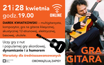 długowłosy męźczyzna z gitarą, napisy