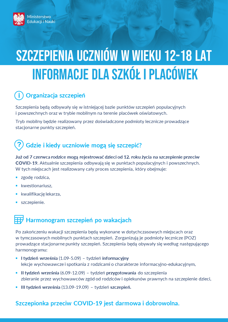 szczepienia uczniów plakat