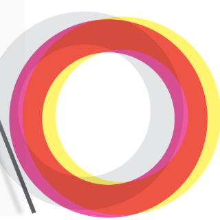 logo, kolorowe nachodzące na siebie kółka