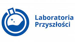 logo laboratorów przyszłości biało-niebieska buteleczka