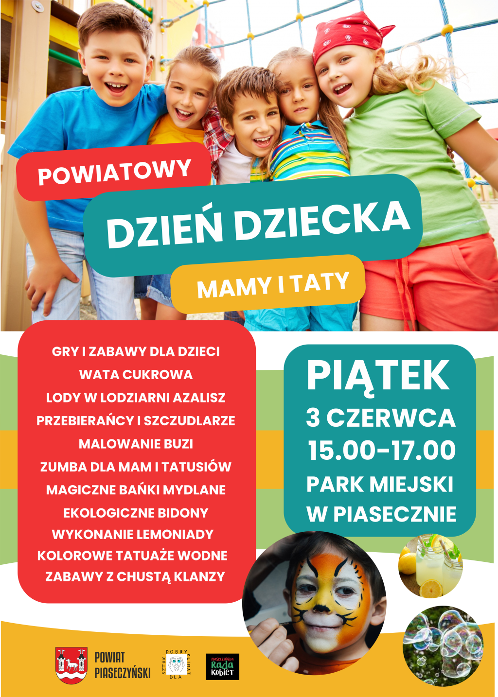 dzieci w kolorowych ubraniach