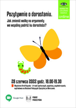 na plakacie gąsiennica i motyl