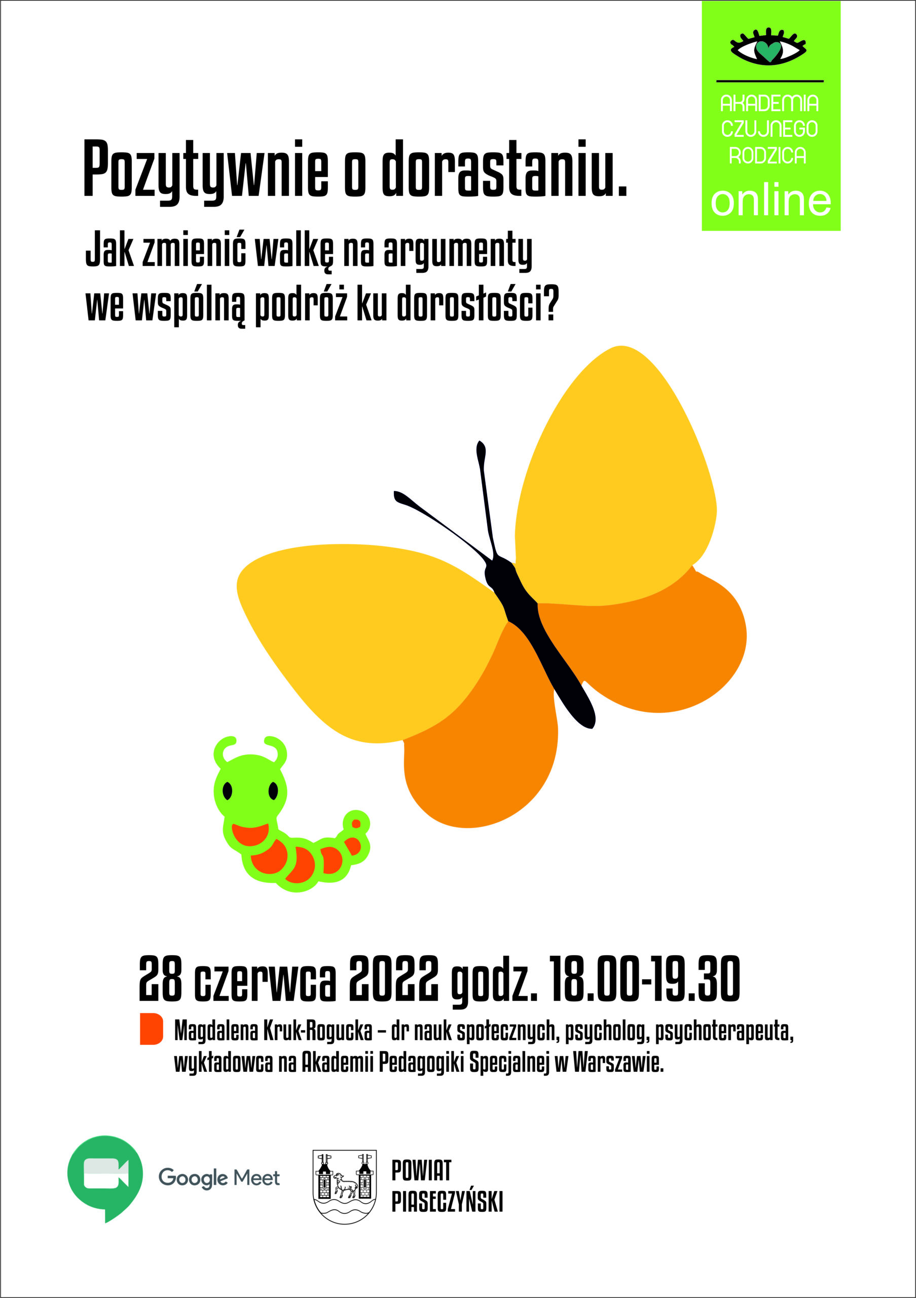 na plakacie gąsiennica i motyl