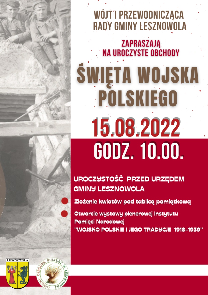 biało-czerwony plakat z informacją o obchodach