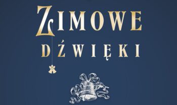 złoty napis zimowe dźwięki na granatowym tle