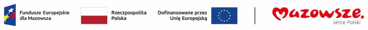 loga: funduszy europejskich, flaga Polski, UE i logo Mazowsza