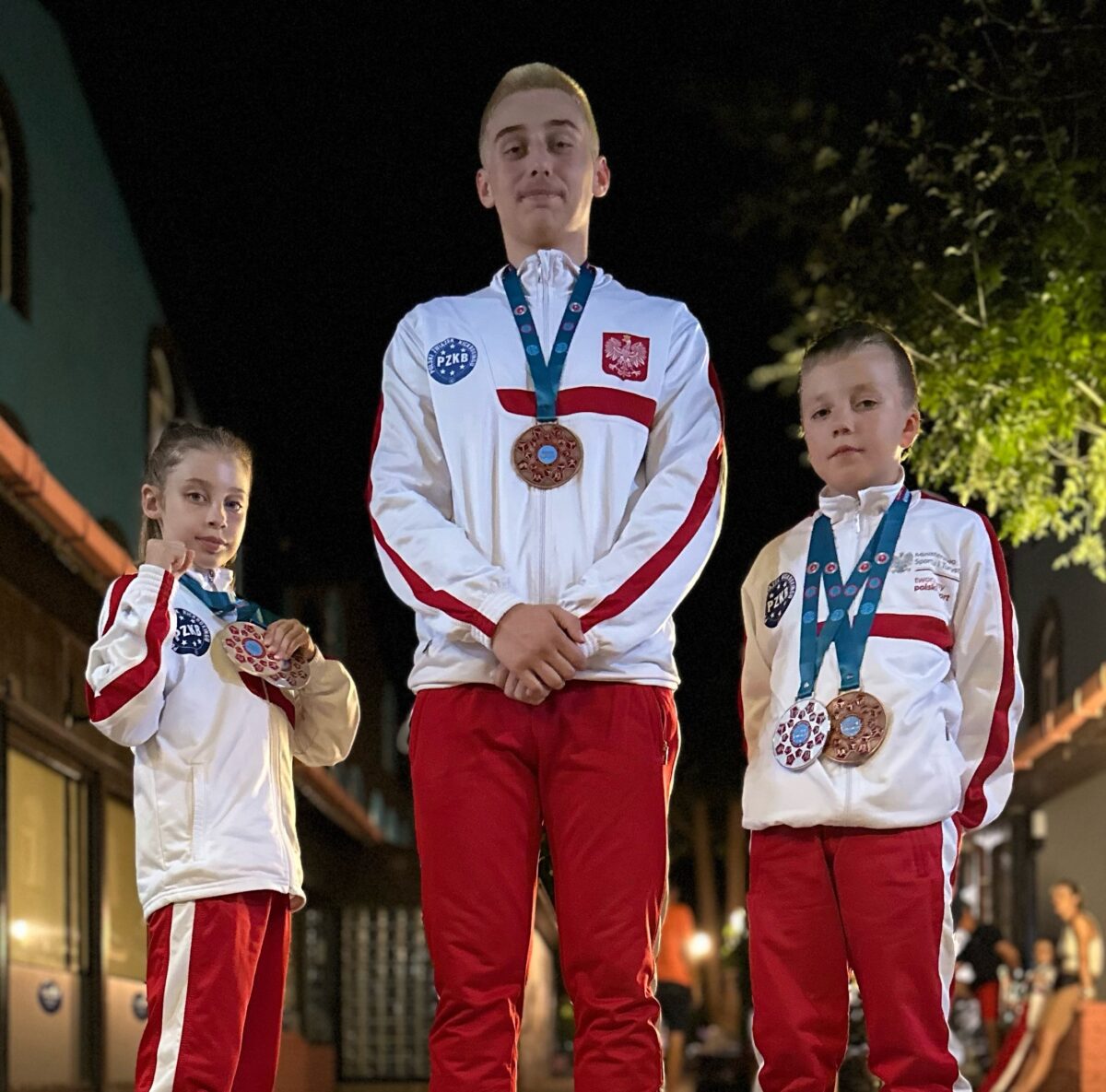 medaliści: Nadia Korda, Sebastian Jędraś i Wiktor Lach