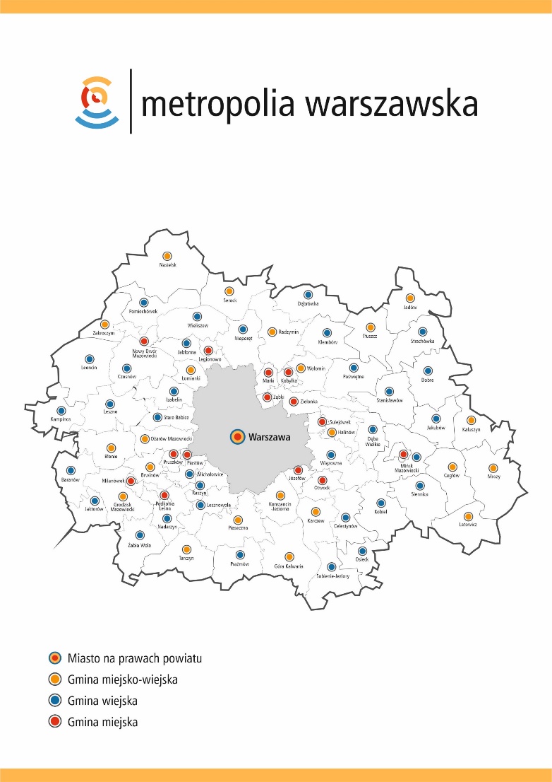 mapa - Warszawa i gminy ościenne