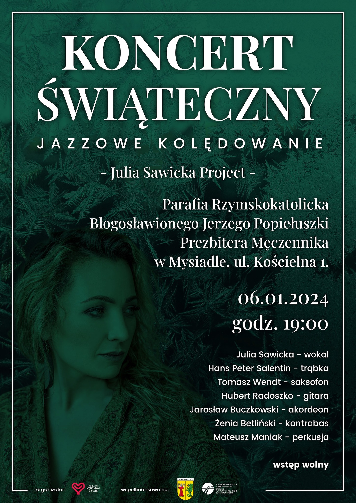 zielony plakat, zdjęcie artystki