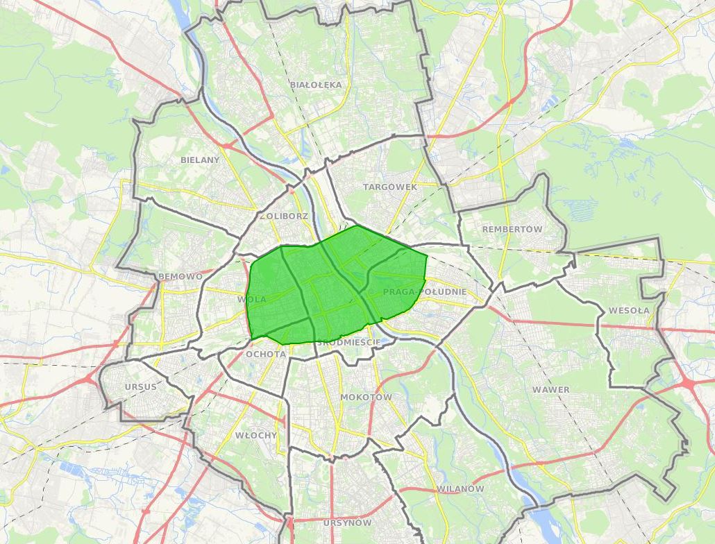 mapa - granice strefy