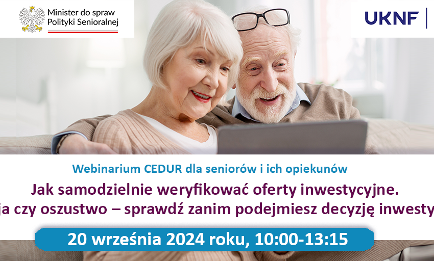  „Okazja czy oszustwo?” BEZPŁATNE webinarium dla seniorów i ich opiekunów.