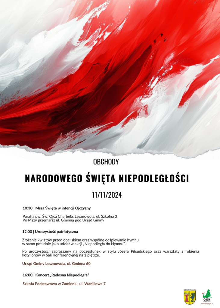 biało-czerwony plakat z programem