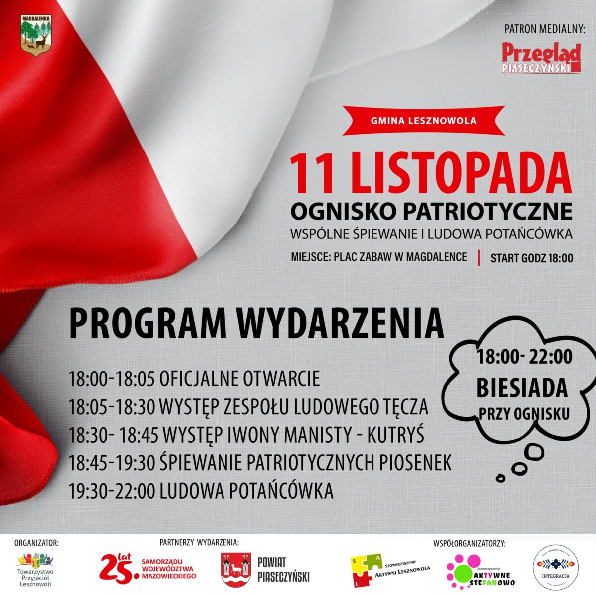 biało-czerwony plakat z programem