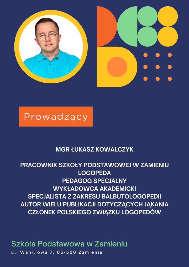 granatowa grafika prowadzący