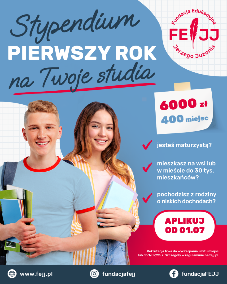 2 młodych studentów, informacje o stypendium