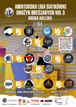 kolorowy plakat z logami drużyn