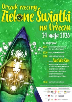 łódka na zielonym tle