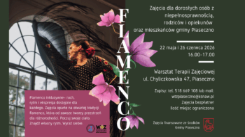 zielona grafika, rancerka flamenco, kwiaty