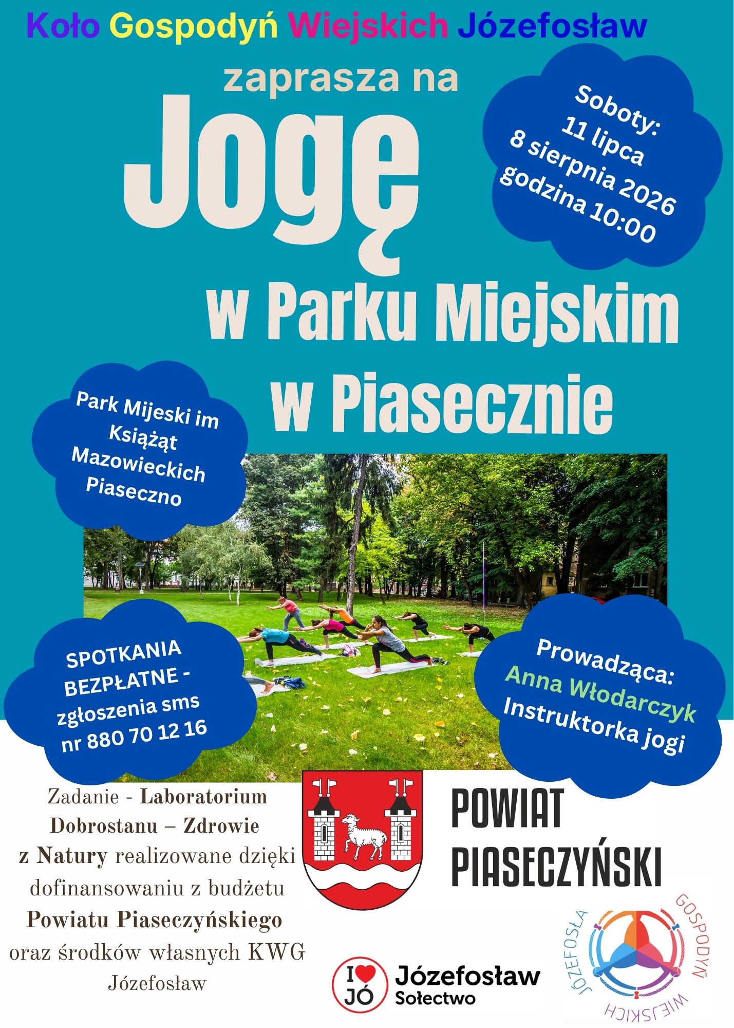 plakat joga w parku miejskim