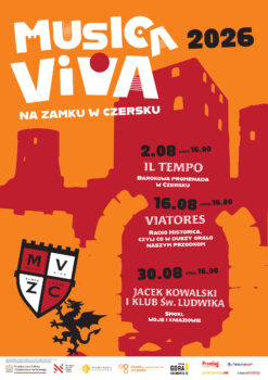 pomarańczowo-czerwony plakat - plama ala zamek