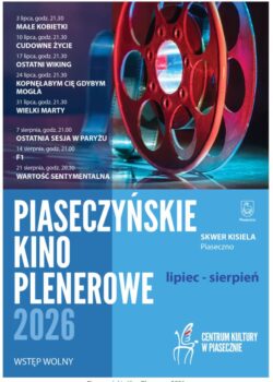 niebieski plakat, taśma filmowa, tytuły filmów