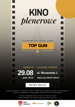 szao-czarny plakat z tytułem i miejscem seansu