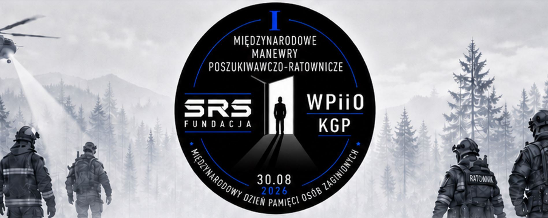 logo manewrów - czarne kółko z nazwą, datą i irganizatorem