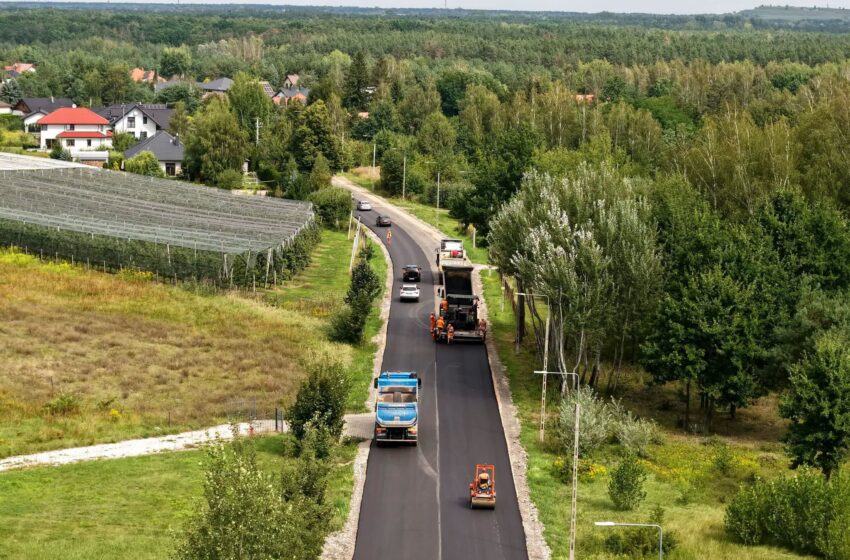 droga z lotu ptaka, maszyny budowlane