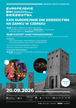 turkusowy plakat , zdjęcie zamku, podstawowe informacje