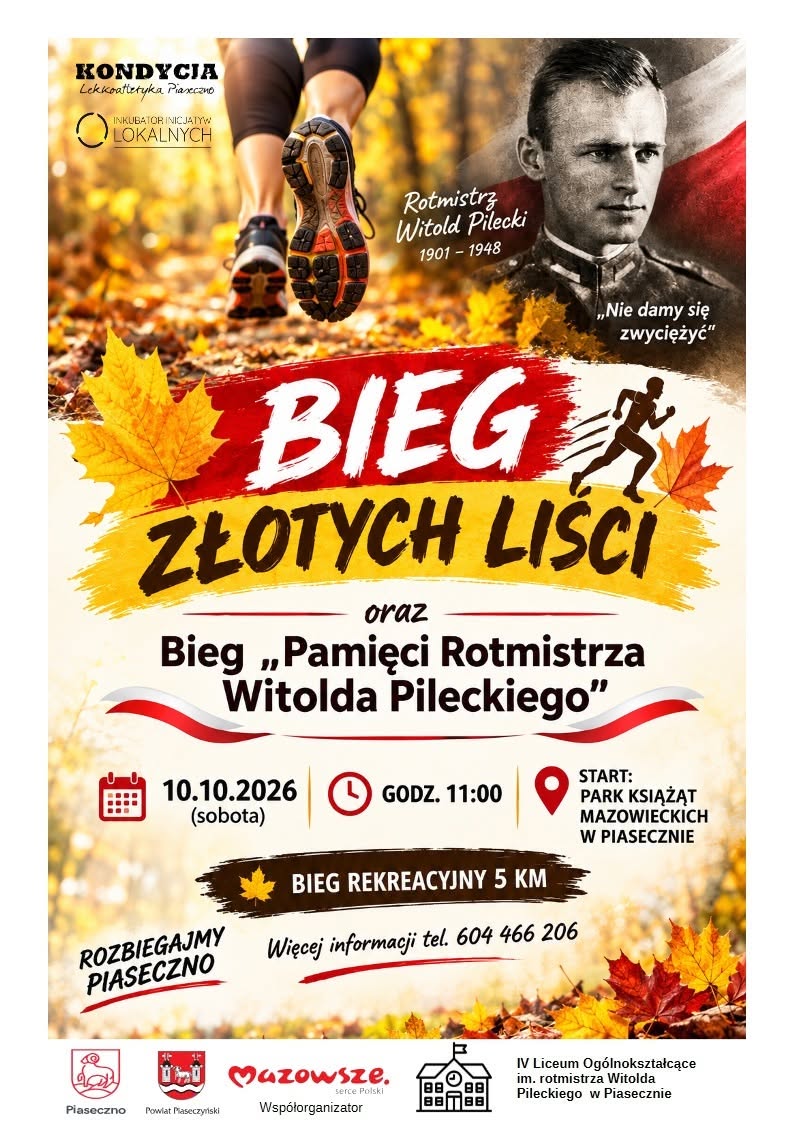 liście, biegacze, zdjęcie Pileckiego