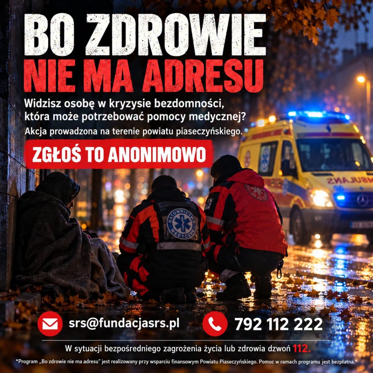 ratownicy medyczni przuy osobie bezdomnej