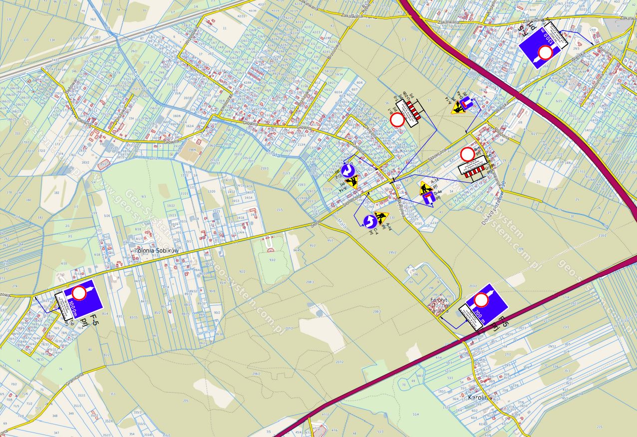mapa objazdu